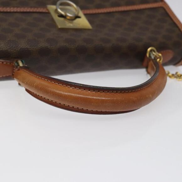 CELINE Macadam Canvas Hand Bag Pvc Leather Brown Gold - Picture 7 of 13